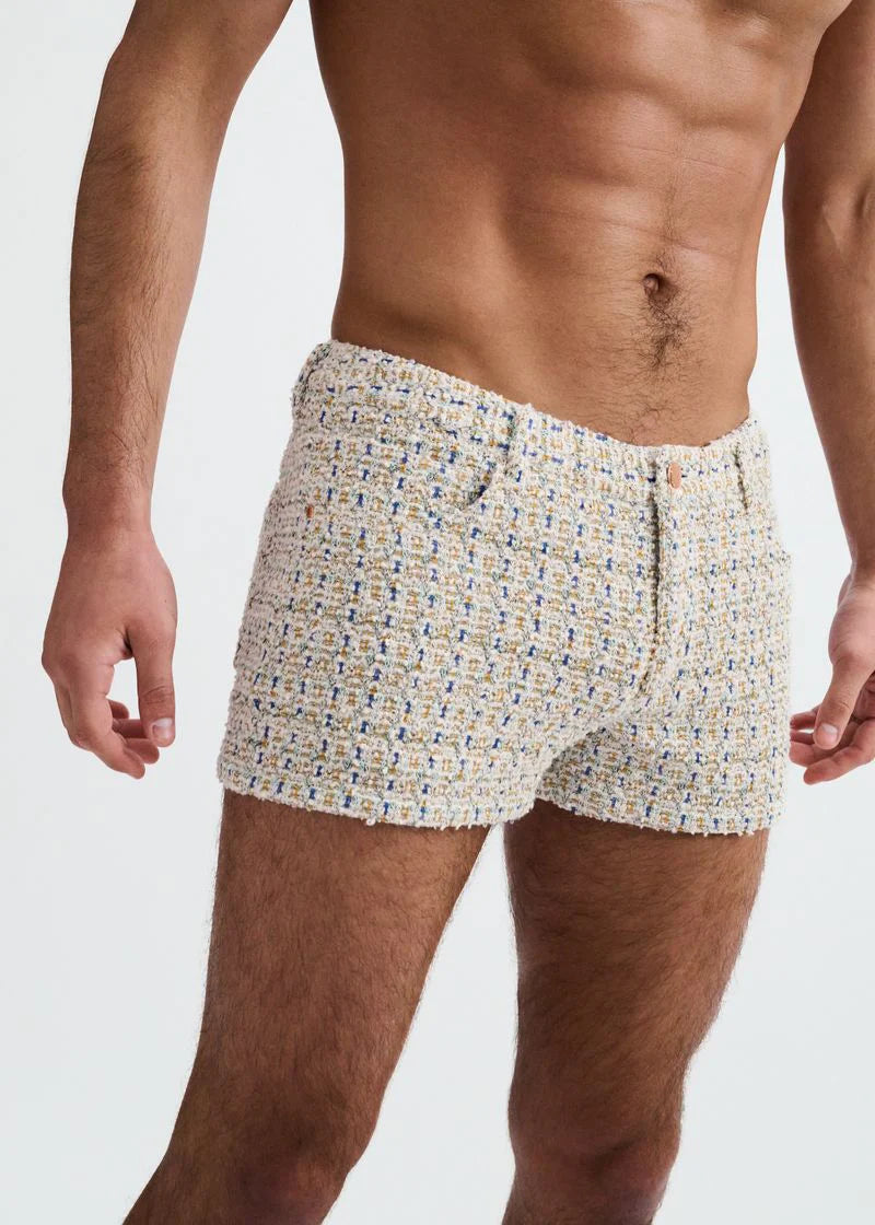 3" Tweed Look Jacquard Knit Shorts (Amber/Blue)