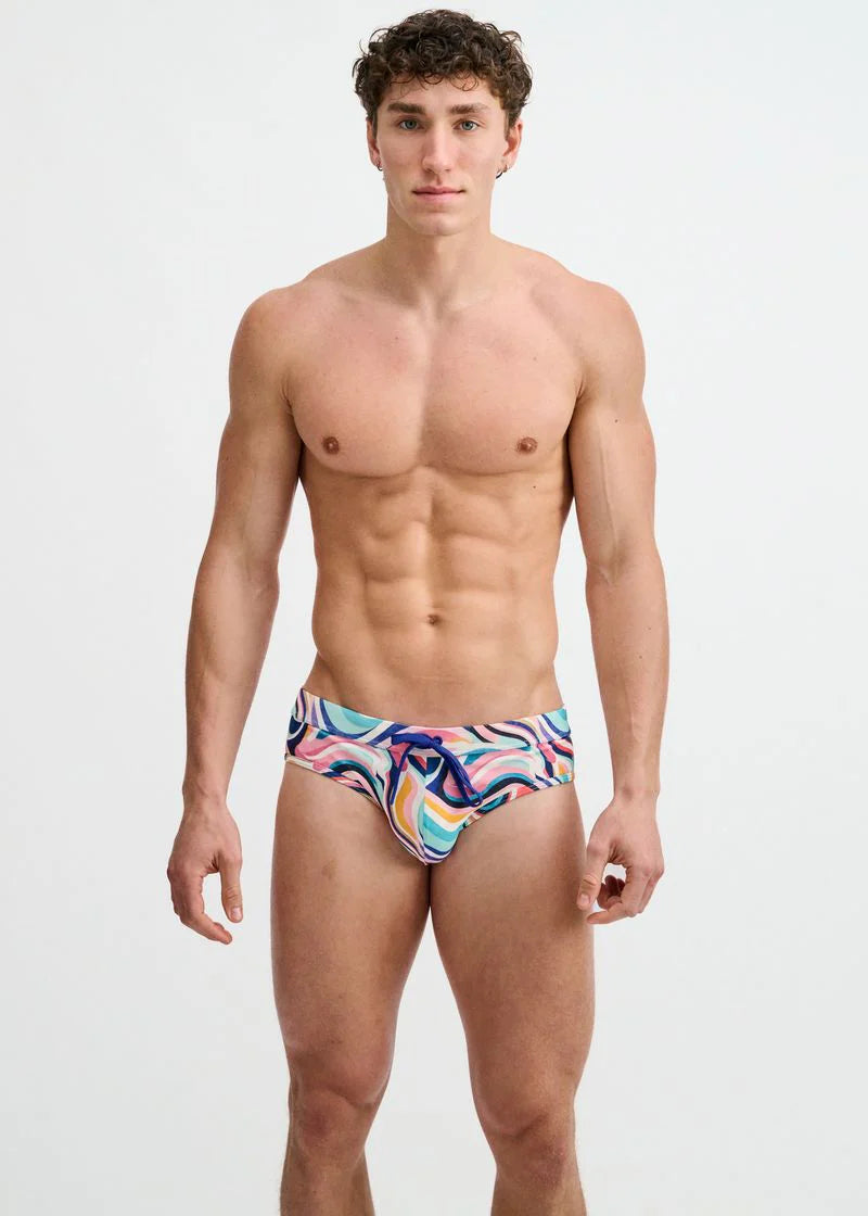 Printed Swim Brief (Teal Swirls)