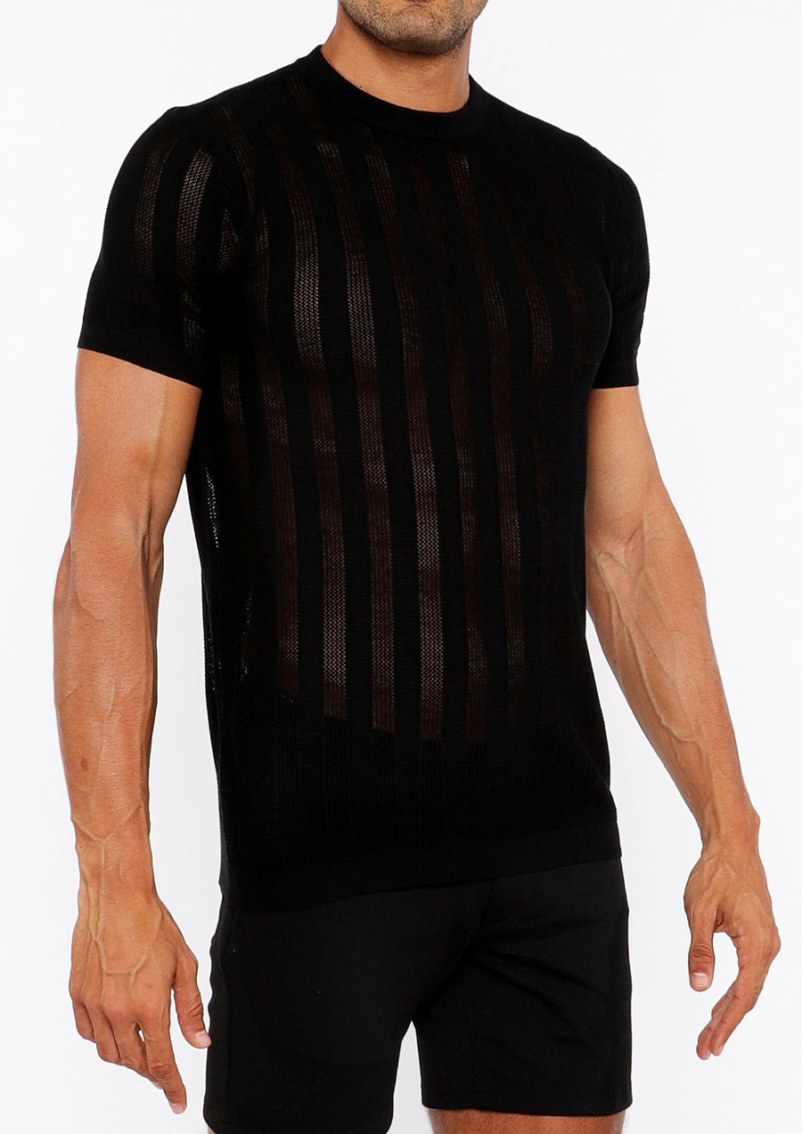 Textured Knit Crew Tee (Black)