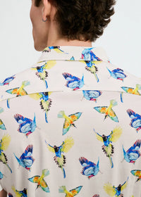 Print Cotton Knit Shirt (Blue/Yellow Birds)