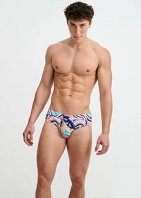 Printed Swim Brief (Teal Swirls)