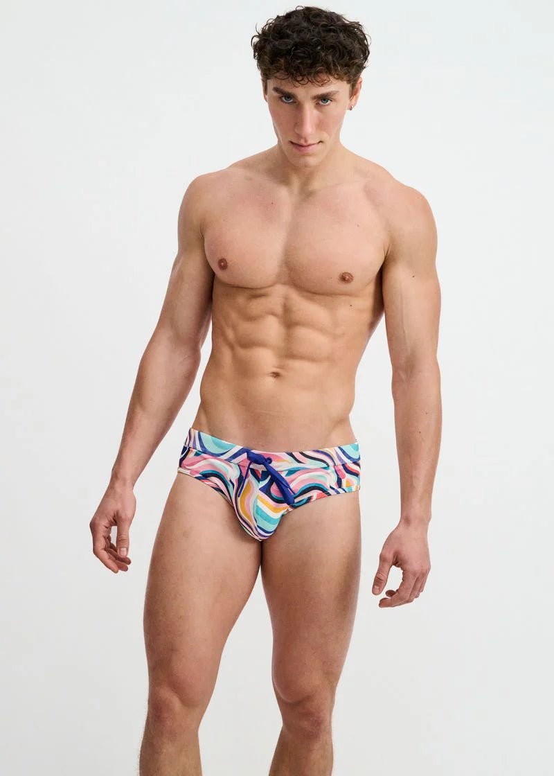 Printed Swim Brief (Teal Swirls)