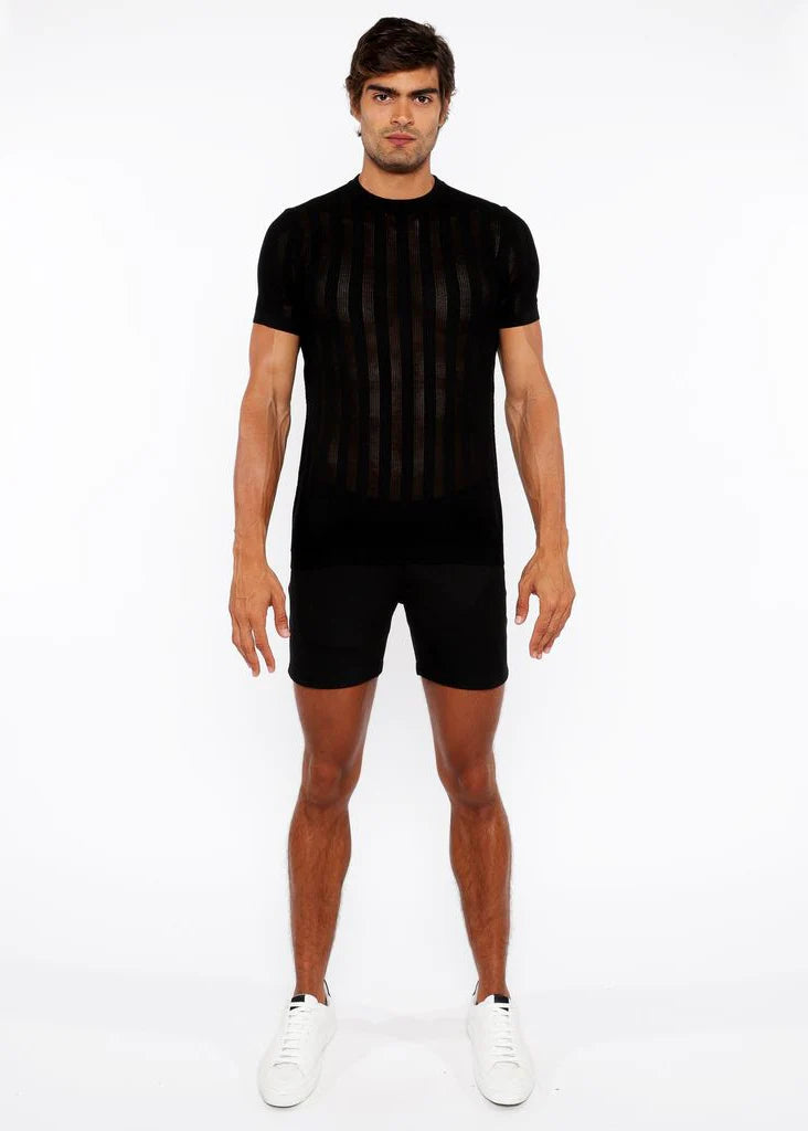 Textured Knit Crew Tee (Black)