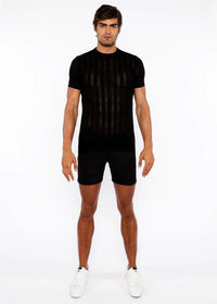 Textured Knit Crew Tee (Black)
