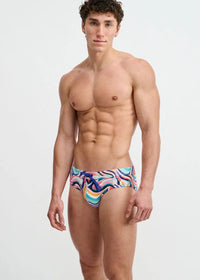Printed Swim Brief (Teal Swirls)