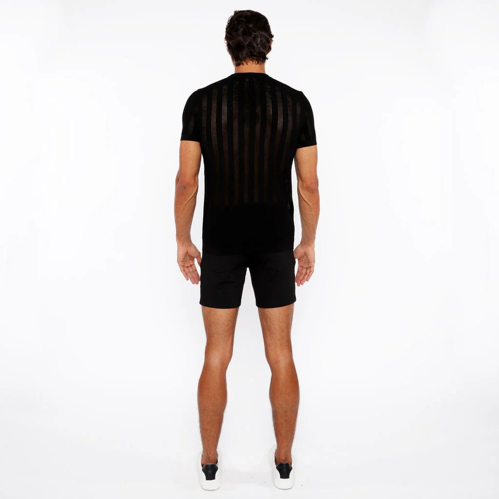 Textured Knit Crew Tee (Black)