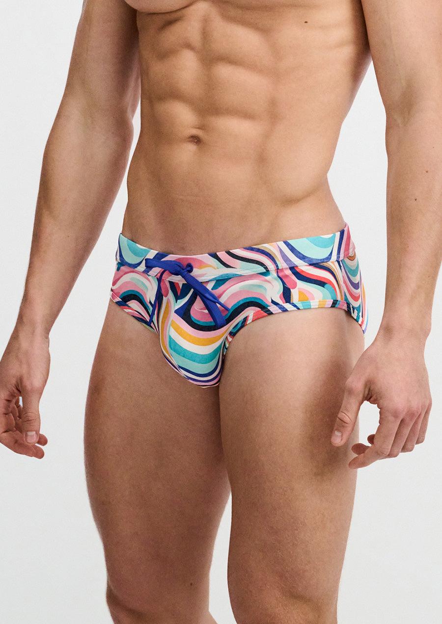 Printed Swim Brief (Teal Swirls)