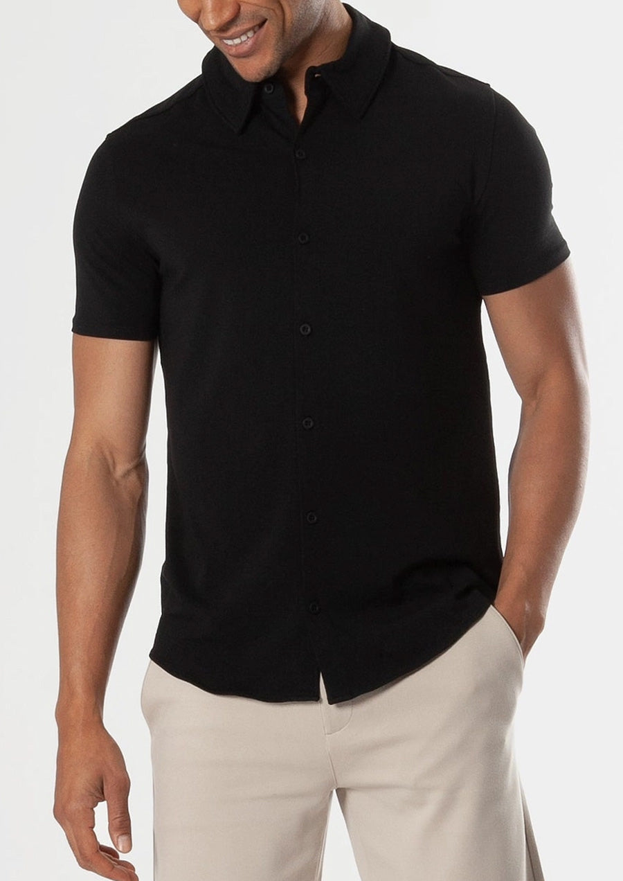 Short Sleeve Button Up Shirt (Black)