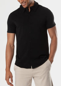 Short Sleeve Button Up Shirt (Black)
