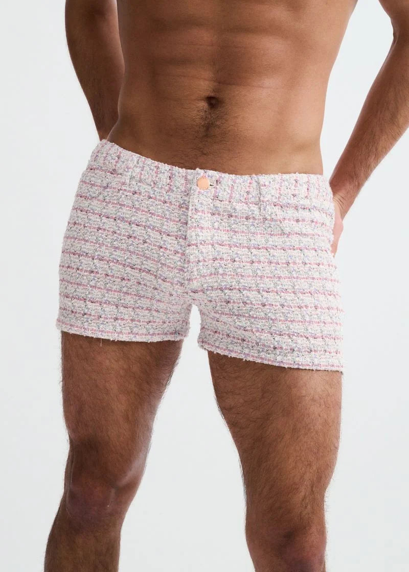 3" Tweed Look Jacquard Knit Shorts (Pink/Lilac)