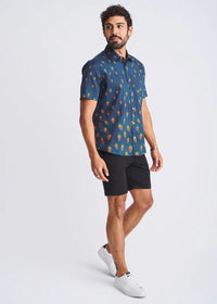 Cotton/Tencel Short Sleeve Shirt (Navy/Peacock)