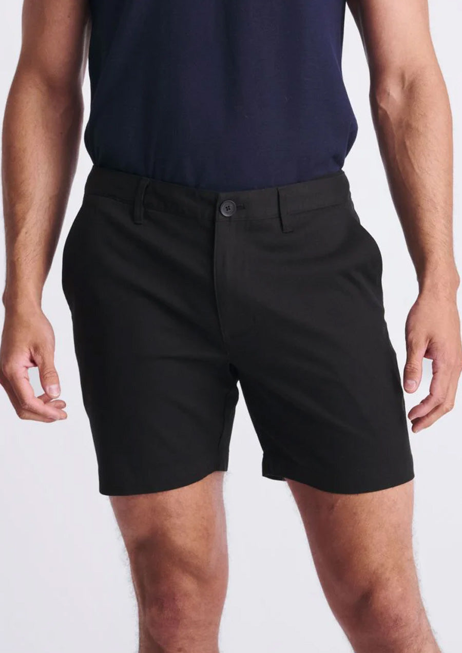 Textured Stretch Chino Short (Black)