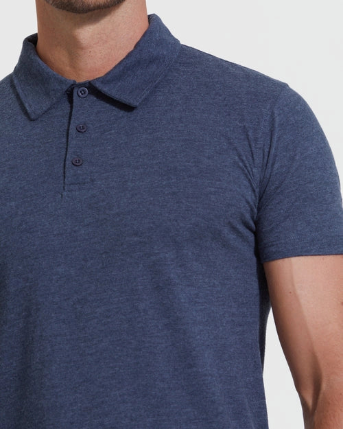 Short Sleeve Polo (Heather Navy)