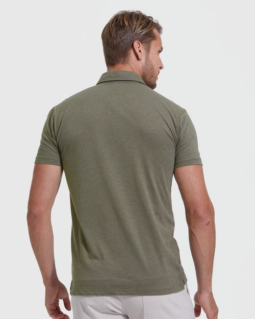 Short Sleeve Polo (Heather Military Green)