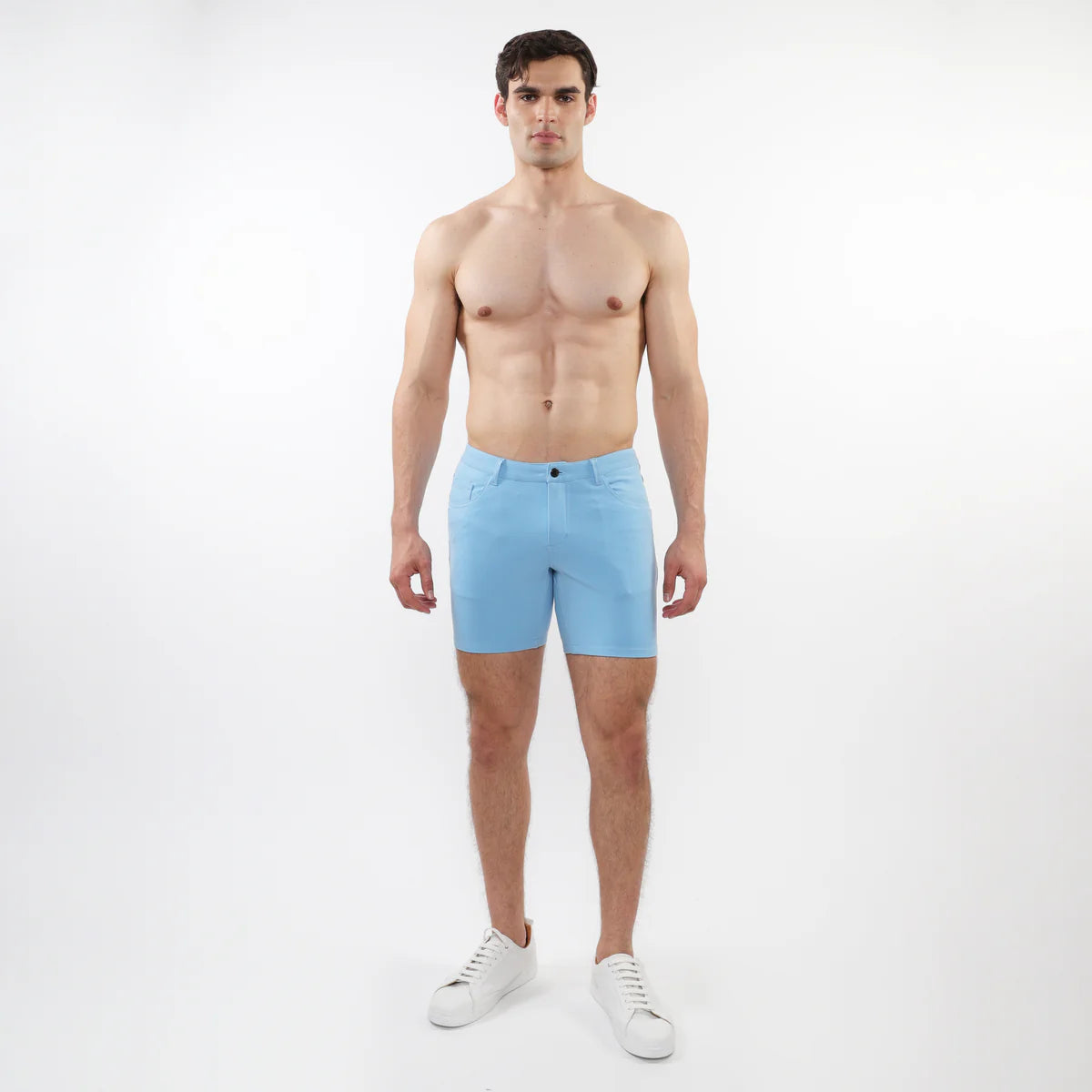Stretch Knit Shorts (5" inseam) (Pale Blue)