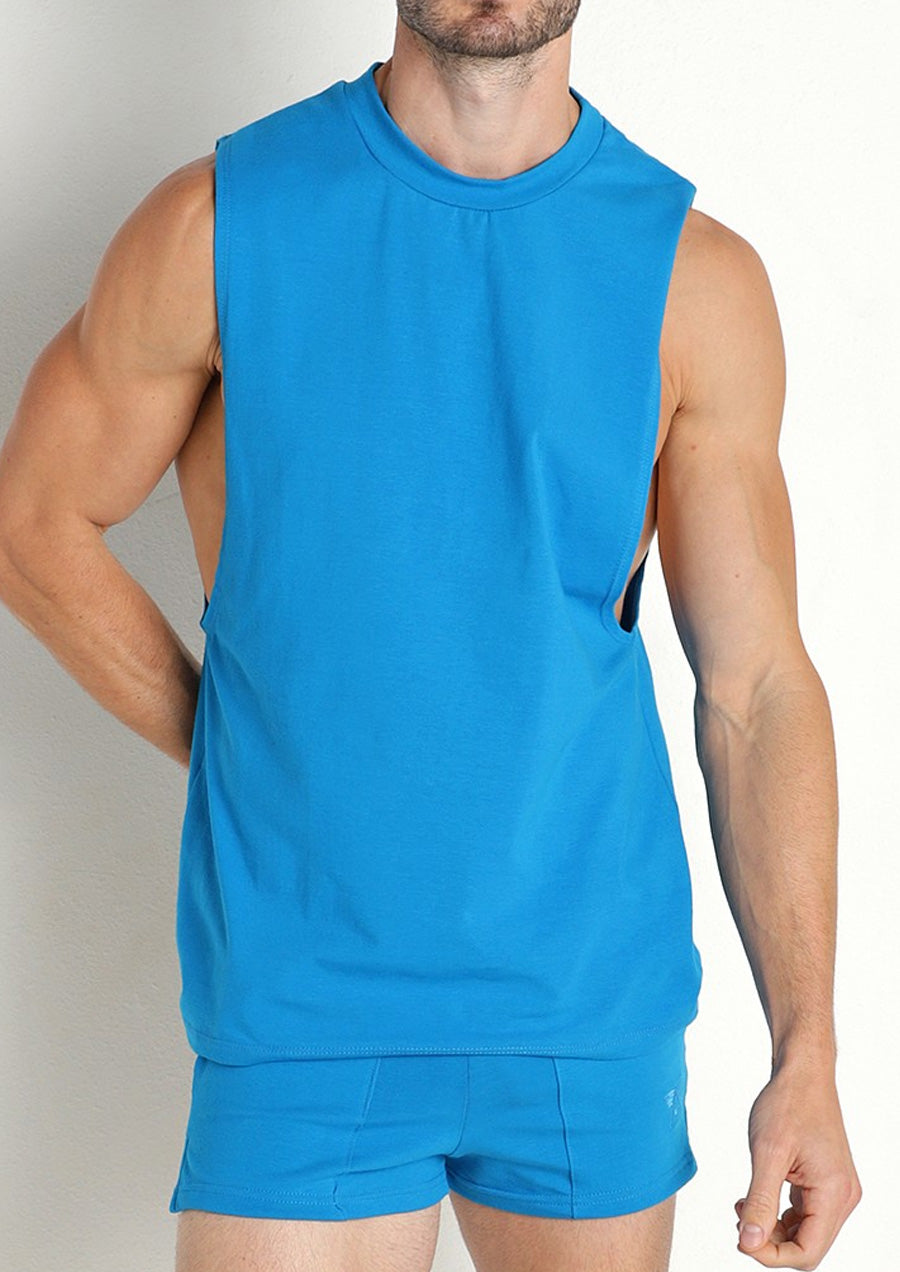 Deep Cut Out Muscle Shirt (Turquoise)