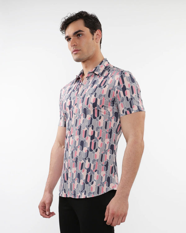 Performance Short Sleeved Shirt (Blush Grey Swirls)