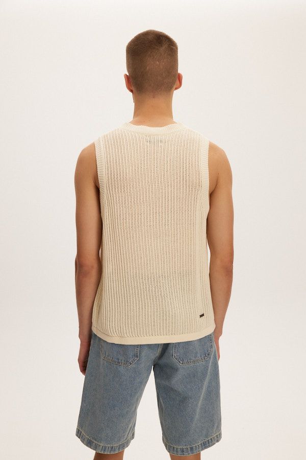 Knitted Sleeveless Tee (Cream)