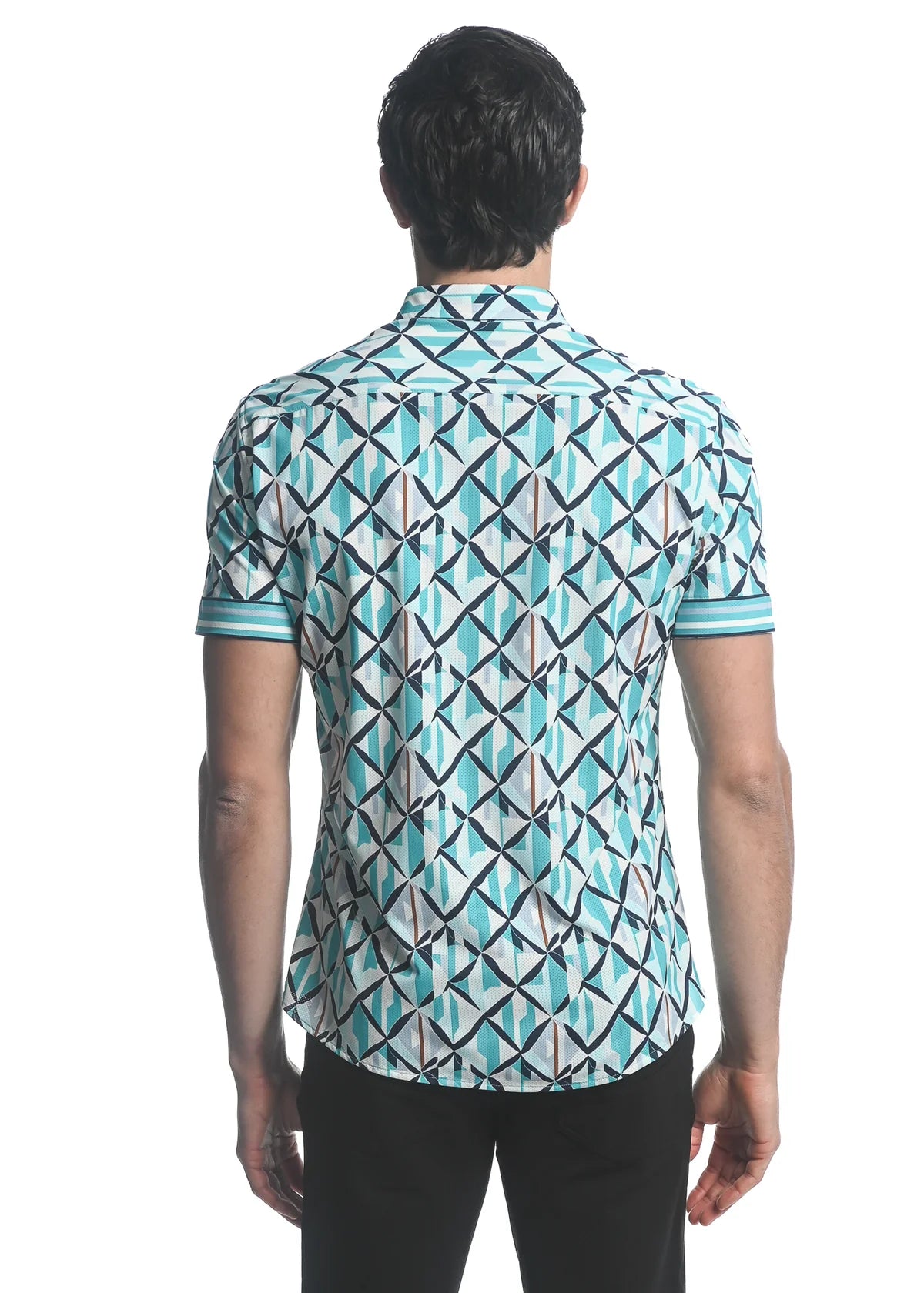 Printed Performance Stretch Shirt (Teal Navy Mosaic)