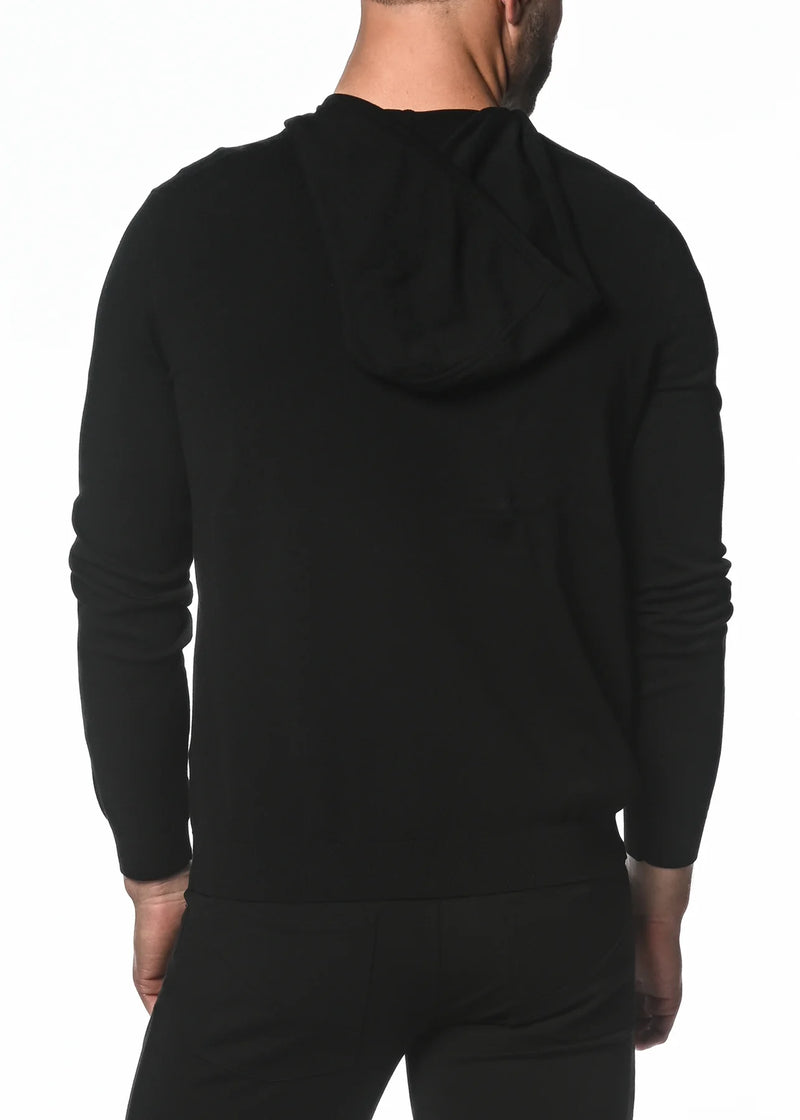 Silk Blend Knitted Hoodie (Black)