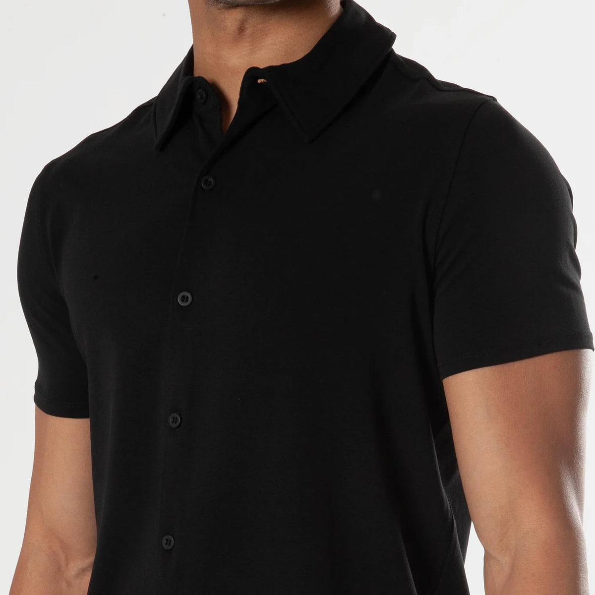 Short Sleeve Button Up Shirt (Black)
