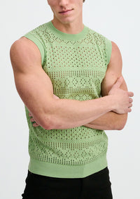 Pointelle Open Knit Vest (Menthol)