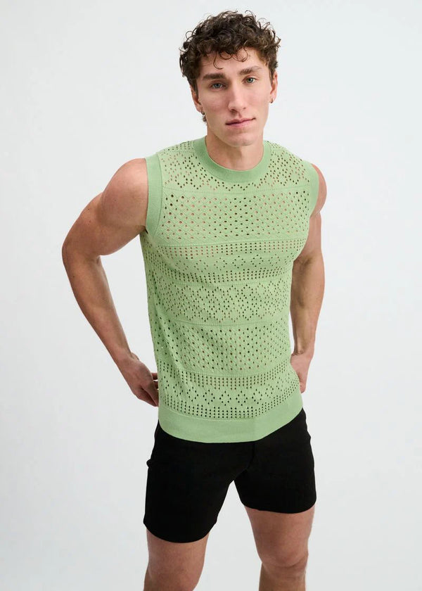 Pointelle Open Knit Vest (Menthol)