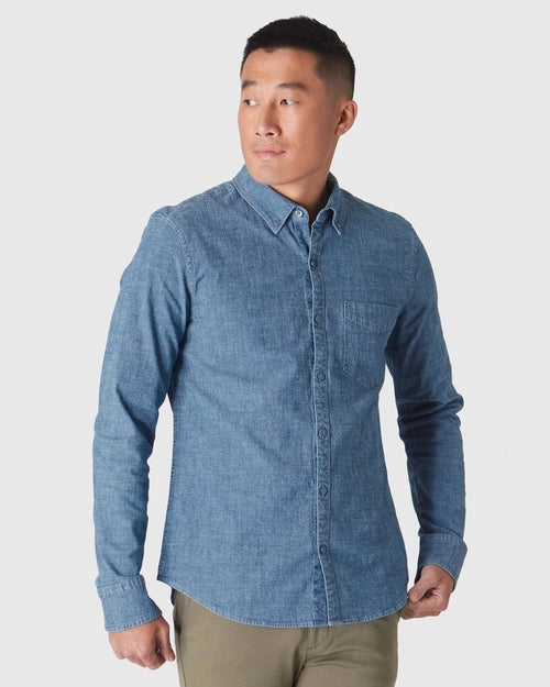 Long Sleeve Chambray Shirt (Light Indigo)