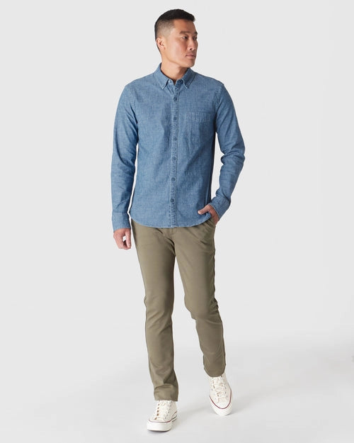 Long Sleeve Chambray Shirt (Light Indigo)