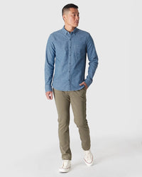 Long Sleeve Chambray Shirt (Light Indigo)