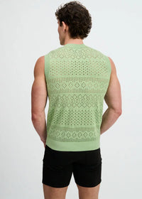 Pointelle Open Knit Vest (Menthol)