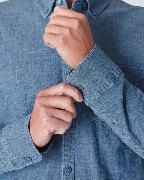 Long Sleeve Chambray Shirt (Light Indigo)