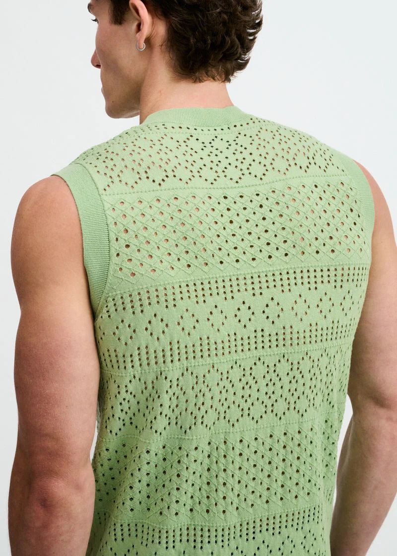 Pointelle Open Knit Vest (Menthol)