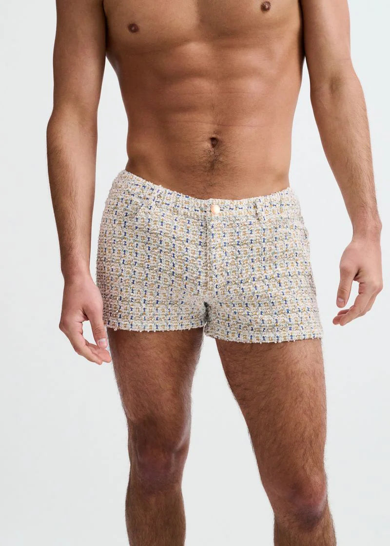 3" Tweed Look Jacquard Knit Shorts (Amber/Blue)