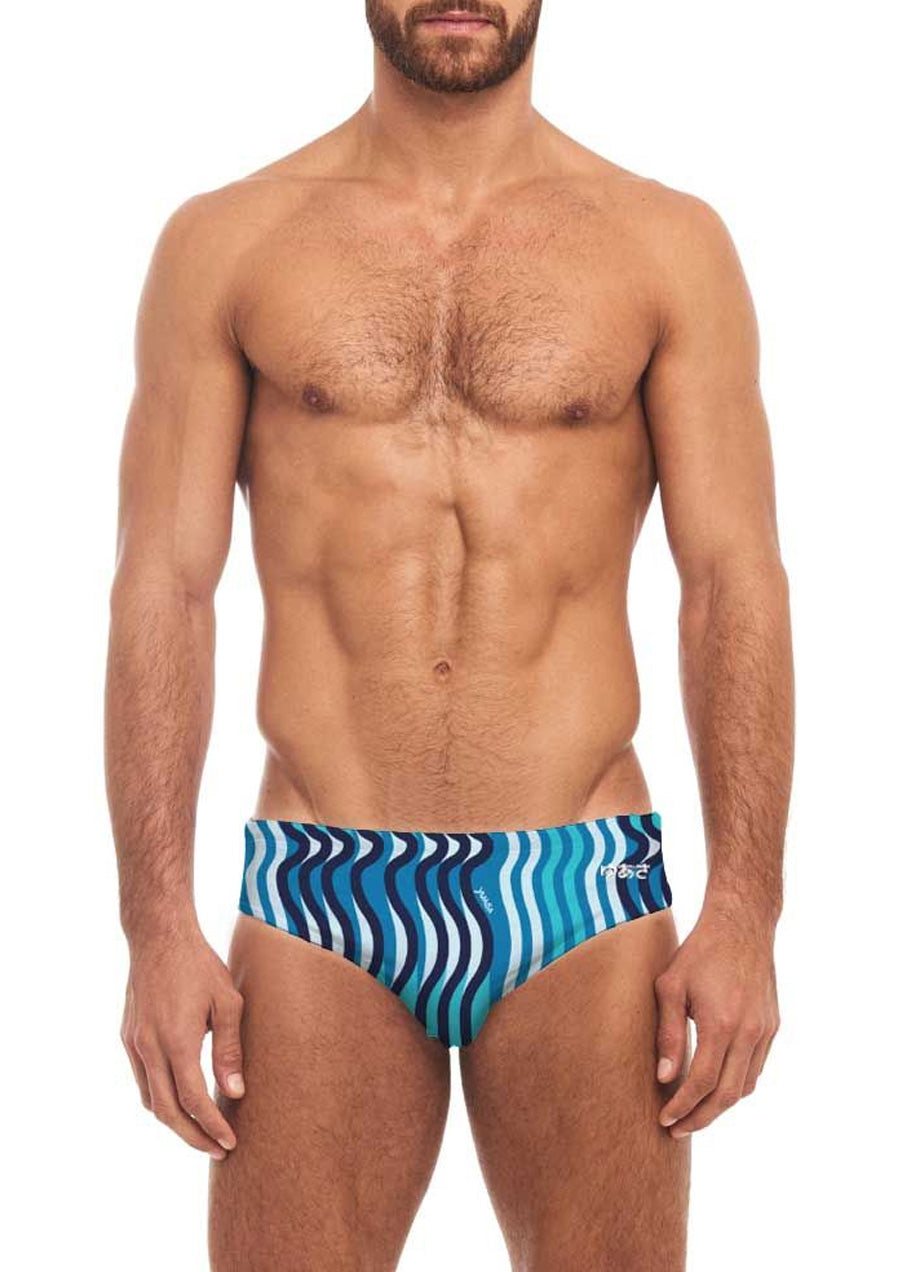 Printed Swim Brief - Bixie Wave (Blue & White)