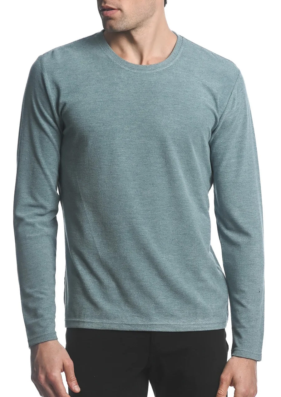 Stretch Knit Long Sleeve Crew (Pool)