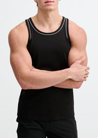 Cotton/Tencel Tank w/Fine Piping (Black)