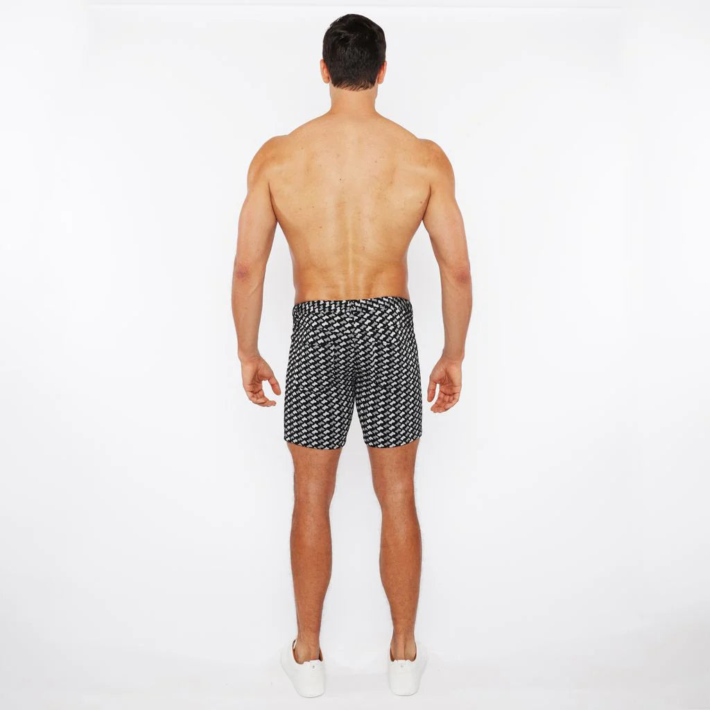 Jacquard Stretch Knit Shorts (Black/Grey Swirls)