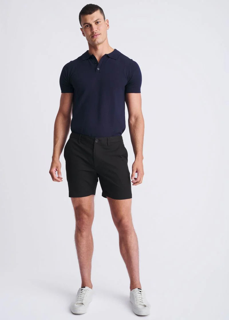 Textured Stretch Chino Short (Black)