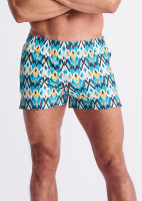 Printed Seersucker Swim Shorts (Teal Gold Diamonds)