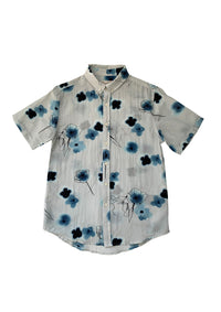 Slate Blue Wildflowers Silk Blend Shirt