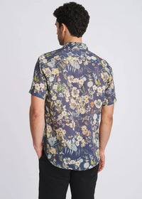 Printed Linen/Tencel Shirt (Navy/Seacrest)
