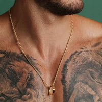 Gold Ring Necklace On Rope Style Chain