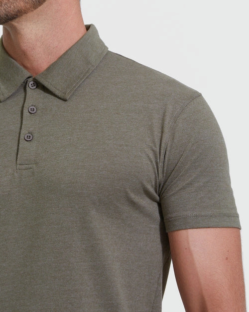 Short Sleeve Polo (Heather Military Green)