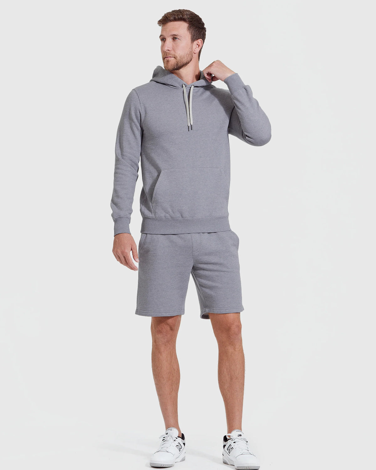 Hooded Pullover Fleece French Terry (Heather Gray)