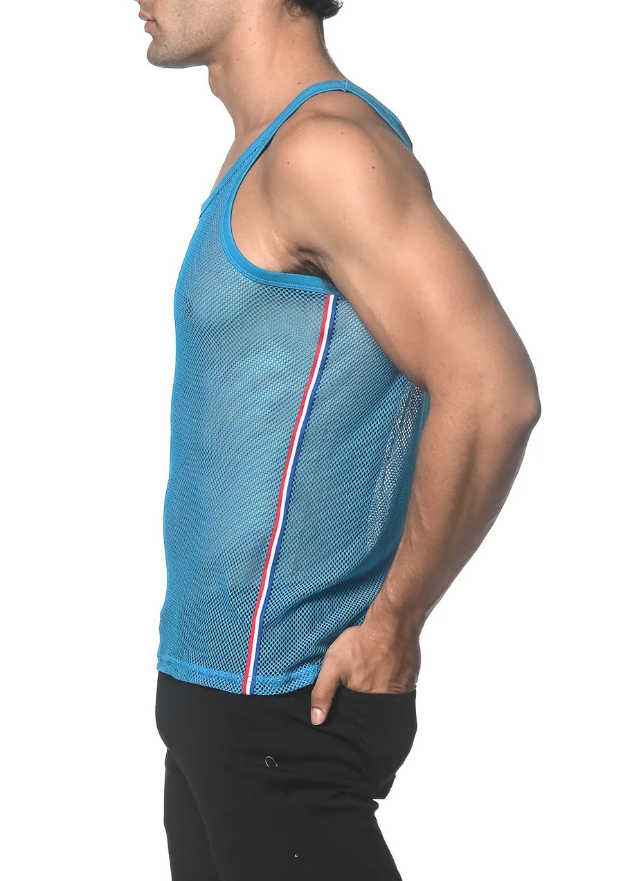 Mesh Tank w/ Side Tape (Cyan)
