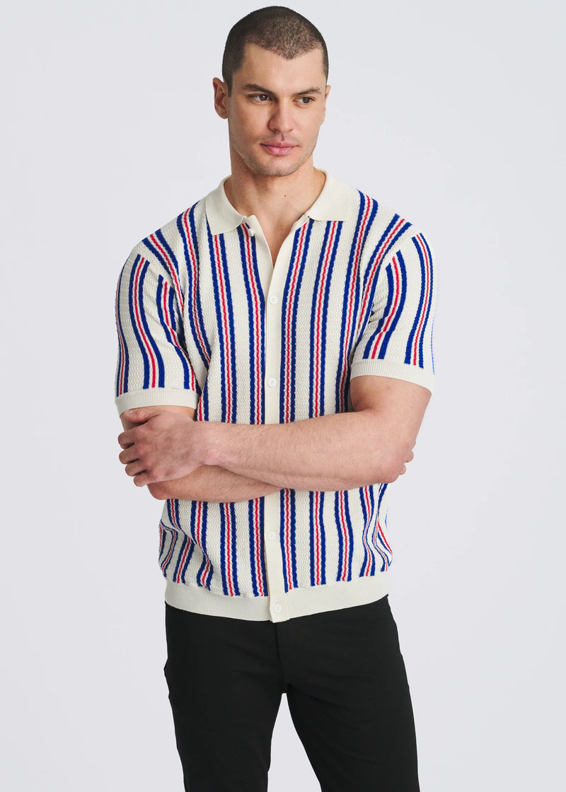 Silk/Tencel Button Front Shirt (Off-White)