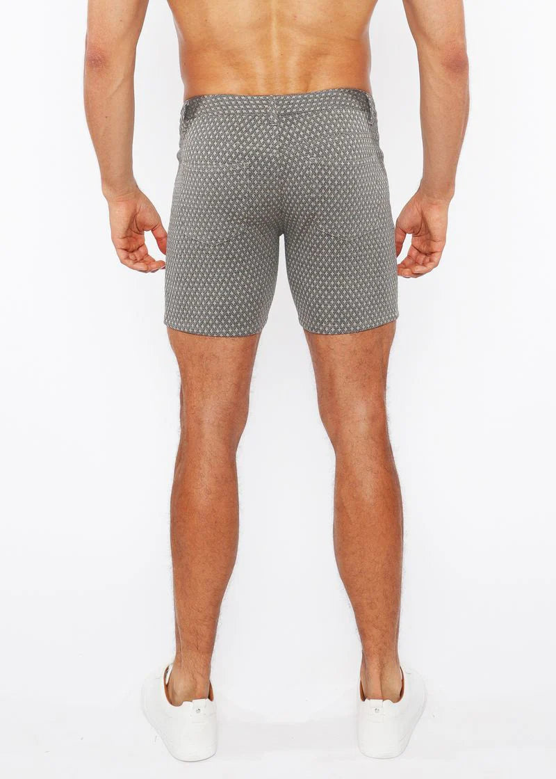 5" 5-Pocket Jean Short (Grey Mini Diamond)