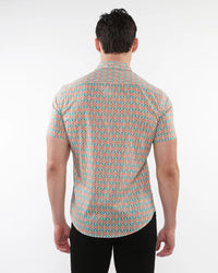 Tencel/Cotton Woven Shirt (Teal Ovals)