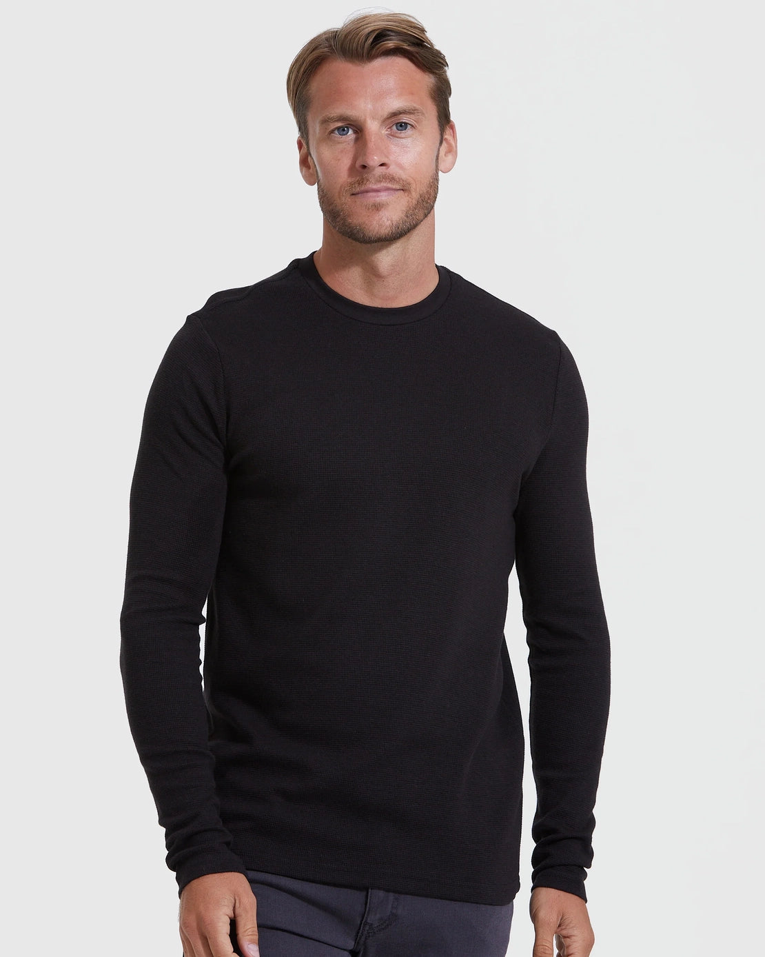 Long Sleeve Waffle Tee (Black)